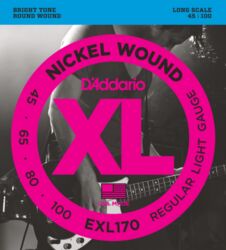 E-bass saiten D'addario ESXL170 XL Nickel Wound Basse 045-100 - Satz mit 4 saiten