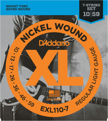 E-gitarren saiten D'addario EXL110-7 Nickel Wound Electric 7-String 10-59 - 7-saiten-set