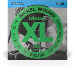 E-gitarren saiten D'addario EXL130 Nickel Wound, Extra-Super Light, 8-38 - Saitensätze 