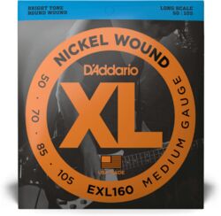 E-bass saiten D'addario EXL160 Nickel Wound Electric Bass 50-105 - Satz mit 4 saiten