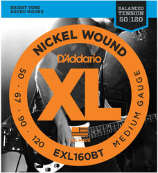 E-bass saiten D'addario EXL160BT Nickel Wound Electric Bass 50-120 - Satz mit 4 saiten