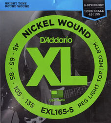 E-bass saiten D'addario EXL165-5 Electric Bass 5-String Set Nickel Round Wound Long Scale 45-135 - 5-saiten-set