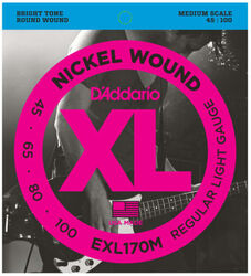 E-bass saiten D'addario EXL170M Electric Bass 4-String Set Nickel Round Wound Medium Scale 45-100 - Satz mit 4 saiten