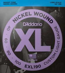 E-bass saiten D'addario EXL190 Electric Bass 4-String Set Nickel Round Wound Long Scale 40-100 - Satz mit 4 saiten