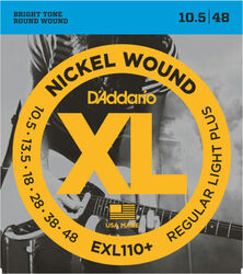 E-gitarren saiten D'addario EXL110+ Nickel Wound Electric Regular Light Plus 10.5-48 - Saitensätze 