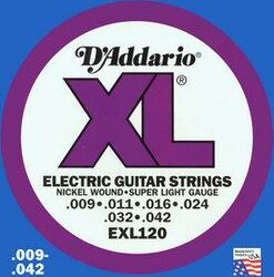 E-gitarren saiten D'addario EXL120 Electric Super Light 09-42 - Saitensätze 