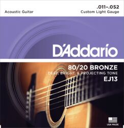 Westerngitarre saiten D'addario EJ13 Bronze 80/20 11-52 - Saitensätze 