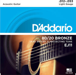Westerngitarre saiten D'addario EJ11 Bronze 80/20 12-53 - Saitensätze 