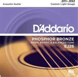 Westerngitarre saiten D'addario EJ26 Bronze 80/20 11-52 - Saitensätze 