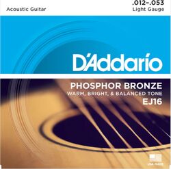 Westerngitarre saiten D'addario EJ16 Bronze 80/120 12-53 - Saitensätze 
