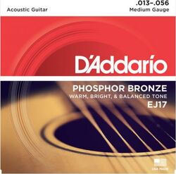 Westerngitarre saiten D'addario Phosphor Bronze EJ17 Medium 13-56 - Saitensätze 