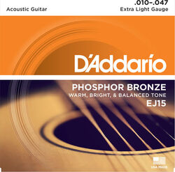 Westerngitarre saiten D'addario EJ15 Bronze 80/20 10-47 - Saitensätze 