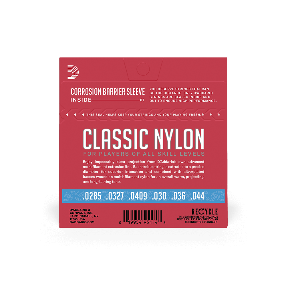 D'addario Ej27h Classic (6) Silver Plated Wrap, Nylon Core, Clear Student Nylon Trebles - Konzertgitarre Saiten - Variation 1
