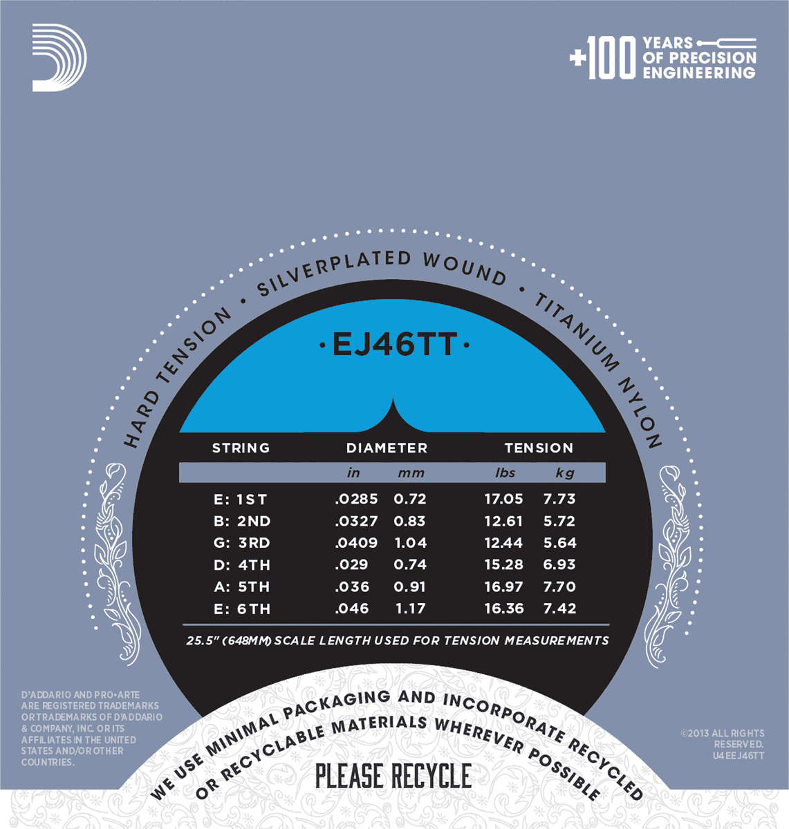 D'addario Jeu De 6 Cordes Ej46tt Pro Arte Classical Dynacore - Hard Tension - Konzertgitarre Saiten - Variation 1