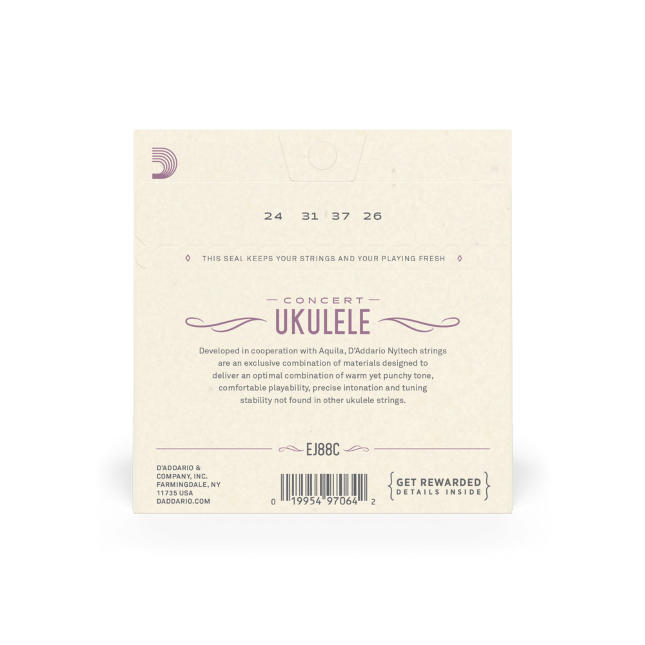 D'addario Jeu De 4 Cordes Ej88c Nyltech Ukulele, Concert - Ukulele Saiten - Variation 1