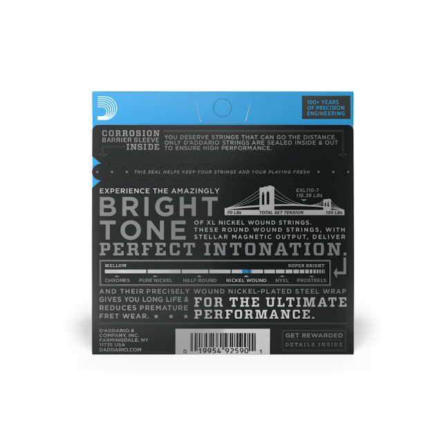D'addario Jeu De 7 Cordes Exl110-7 Nickel Round Wound 7-string Regular Light 10-59 - E-Gitarren Saiten - Variation 1