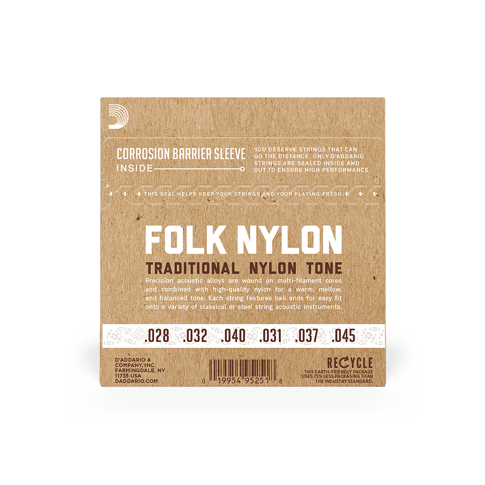 D'addario Ej33 Folk Nylon (6) 80/20 Bronze Wrap, Nylon Core, Clear Nylon Trebles Ball End - Konzertgitarre Saiten - Variation 1