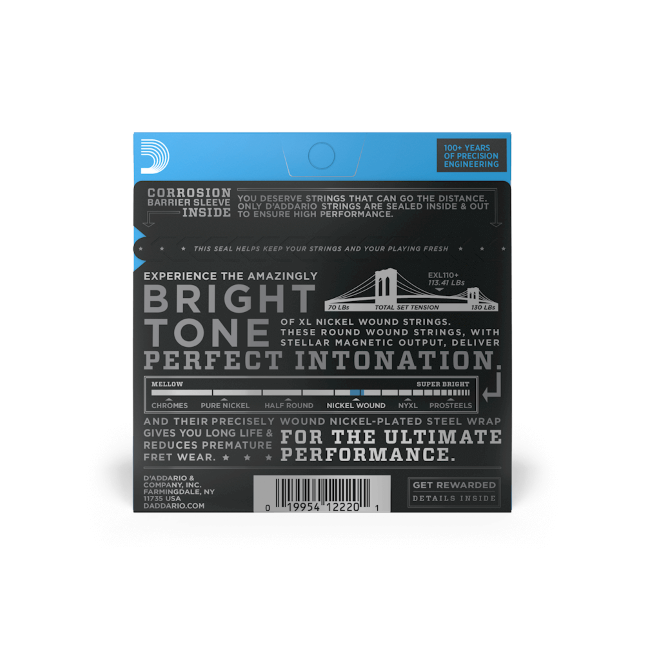 D'addario Guit. Elec. 6c Nickel Round Wound Regular Light Plus 10.5-48 Exl110+ - E-Gitarren Saiten - Variation 2