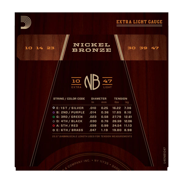 D'addario Nickel Bronze Acoustic Guitar Nb1047 Extra Light 10-47 - Westerngitarre Saiten - Variation 2