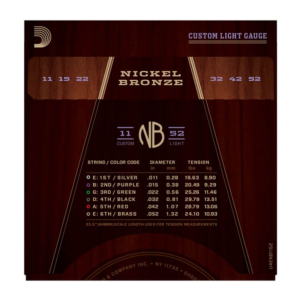 D'addario Jeu De 6 Cordes Nickel Bronze Acoustic Guitar Nb1152 Custom Light 11-52 - Westerngitarre Saiten - Variation 2