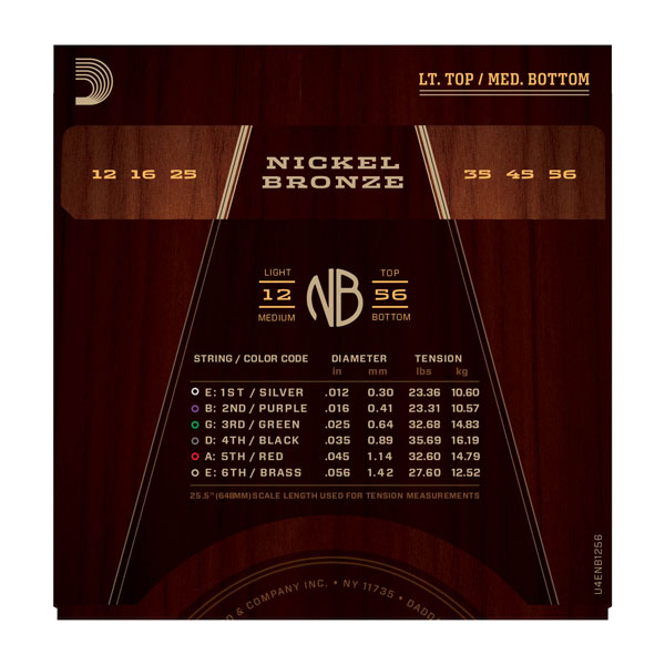 D'addario Jeu De 6 Cordes Nickel Bronze Acoustic Guitar Nb1256 Light Top Medium Bottom 12-56 - Westerngitarre Saiten - Variation 2