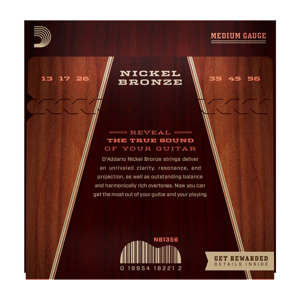 D'addario Nickel Bronze Acoustic Guitar Nb1356 Medium 13-56 - Westerngitarre Saiten - Variation 1