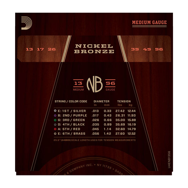 D'addario Nickel Bronze Acoustic Guitar Nb1356 Medium 13-56 - Westerngitarre Saiten - Variation 2