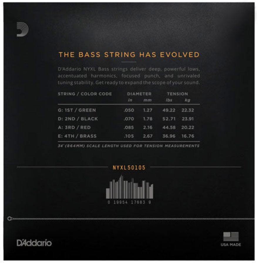 D'addario Jeu De 4 Cordes Nyxl50105 Nickel Wound Electric Bass Long Scale Medium 50-105 - E-Bass Saiten - Variation 1