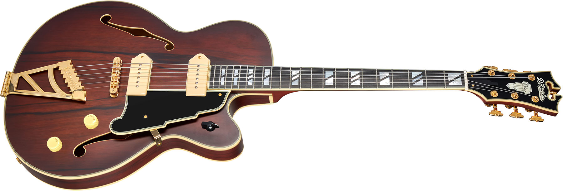 D'angelico 59 Deluxe 2s P90 Ht Eb - Satin Brown Burst - Hollowbody E-Gitarre - Variation 1