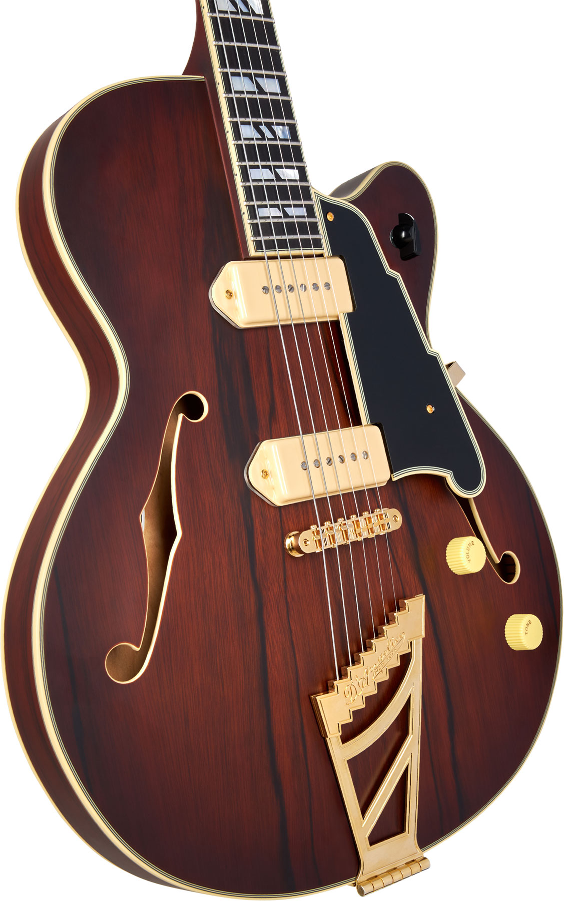 D'angelico 59 Deluxe 2s P90 Ht Eb - Satin Brown Burst - Hollowbody E-Gitarre - Variation 3