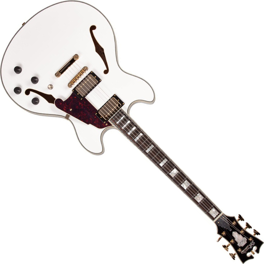 D'angelico Exdc White - Semi-Hollow E-Gitarre - Main picture