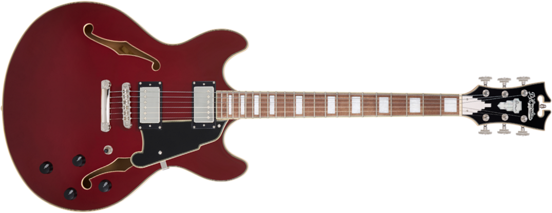D'angelico Premier Dc 2h Ht Wal - Burnt Red - Semi-Hollow E-Gitarre - Main picture