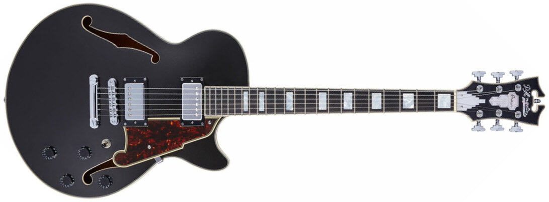 D'angelico Ss Premier 2h Ht Ova - Black Flake - Semi-Hollow E-Gitarre - Main picture