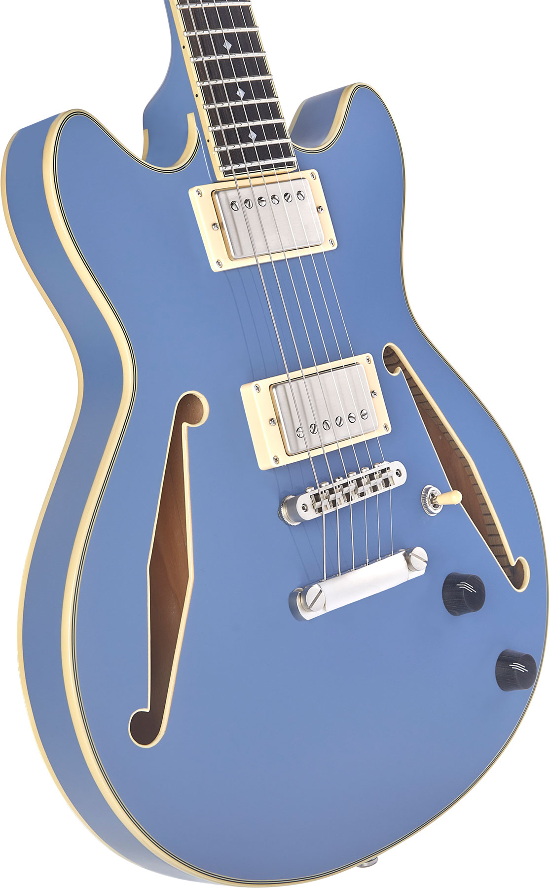 D'angelico Mini Dc Tour Excel 2h Ht Eb - Slate Blue - Semi-Hollow E-Gitarre - Variation 3