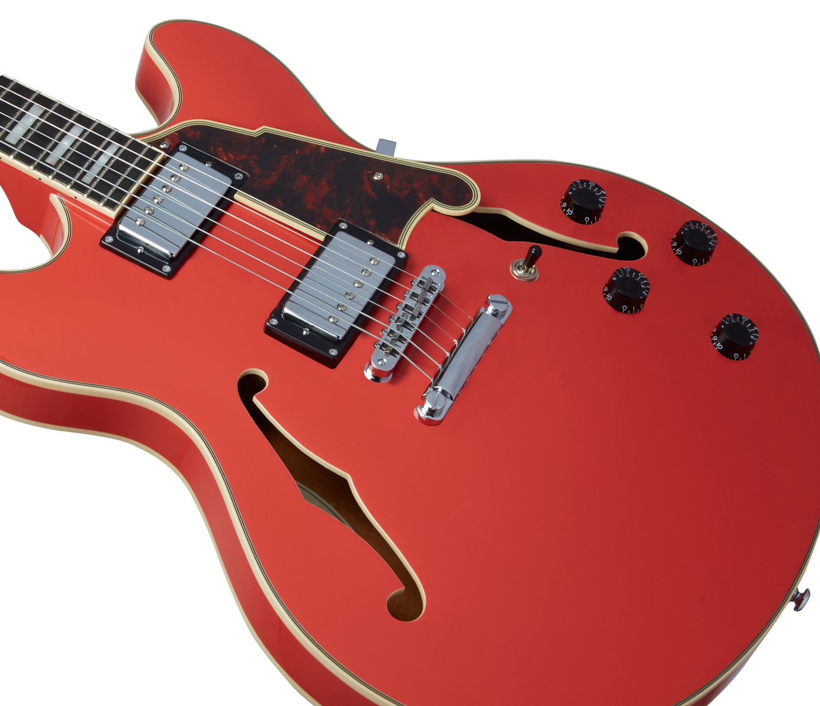 D'angelico Premier Dc 2h Ht Ova - Fiesta Red - Semi-Hollow E-Gitarre - Variation 3