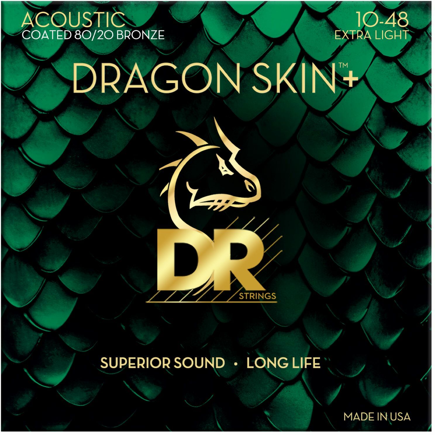 Dr Jeu De 6 Cordes Dragon Skin+ Core Technology Coated Wrap 80/20 10-48 - Westerngitarre Saiten - Main picture