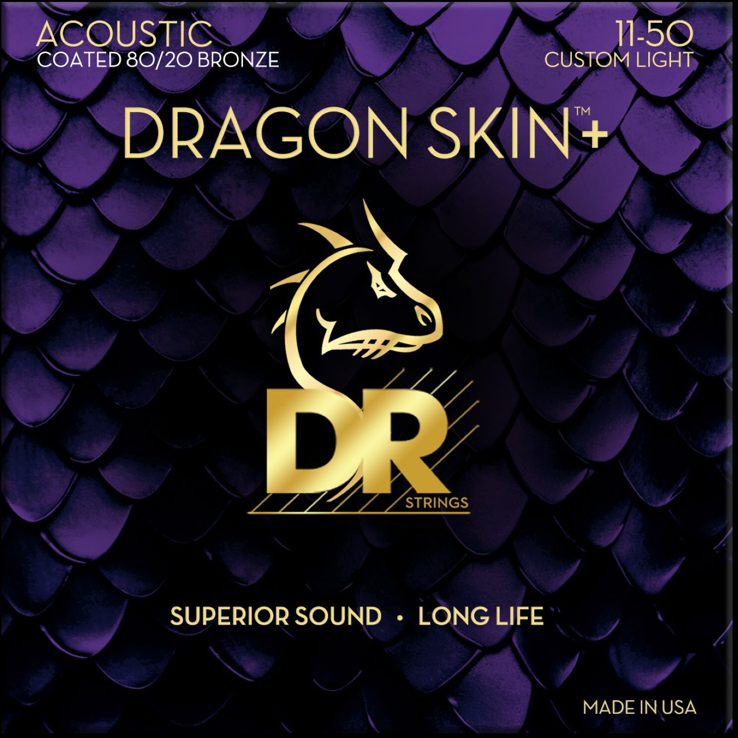 Dr Jeu De 6 Cordes Dragon Skin+ Core Technology Coated Wrap 80/20 11-50 - Westerngitarre Saiten - Main picture