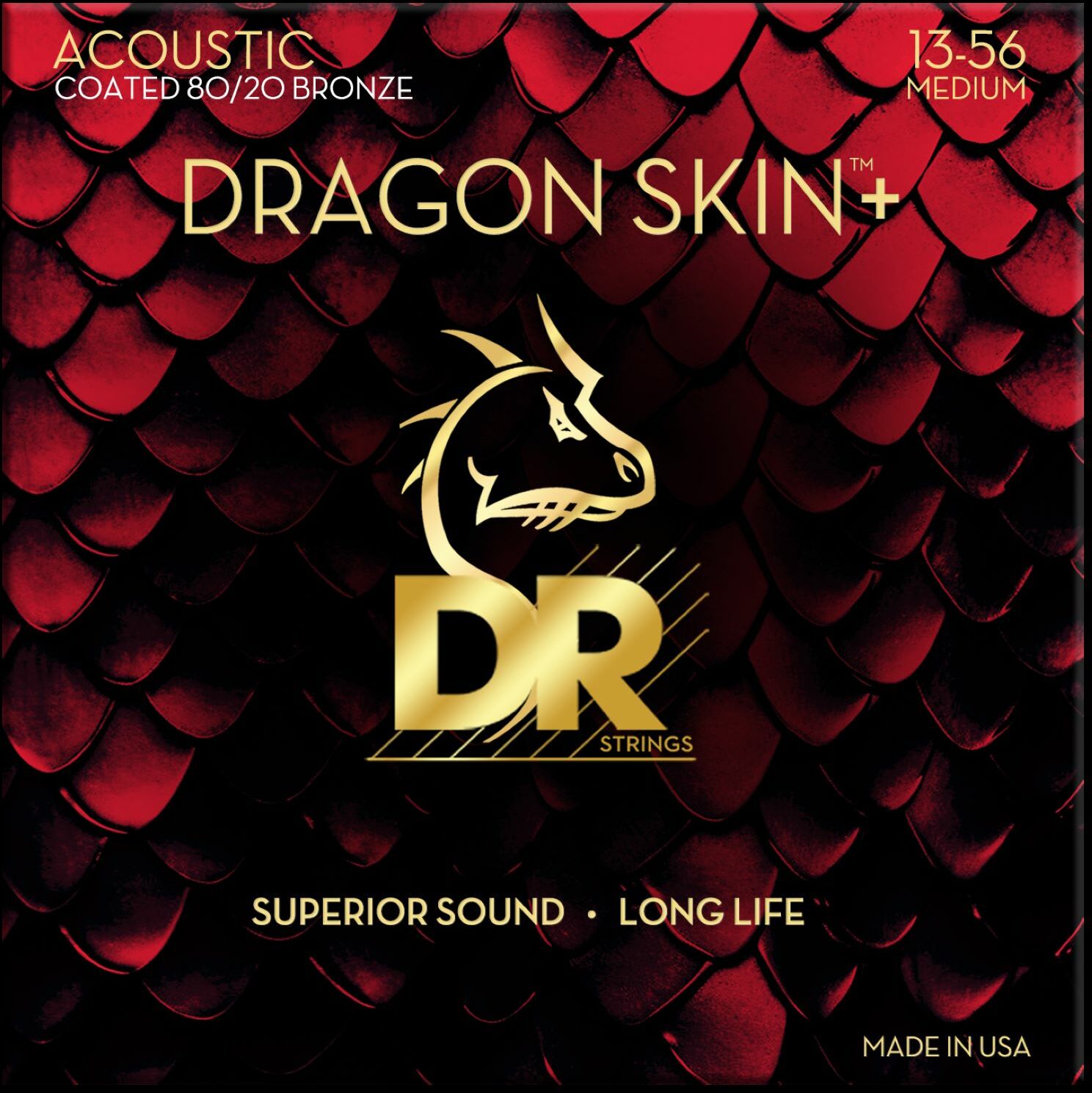 Dr Jeu De 6 Cordes Dragon Skin+ Core Technology Coated Wrap 80/20 13-56 - Westerngitarre Saiten - Main picture