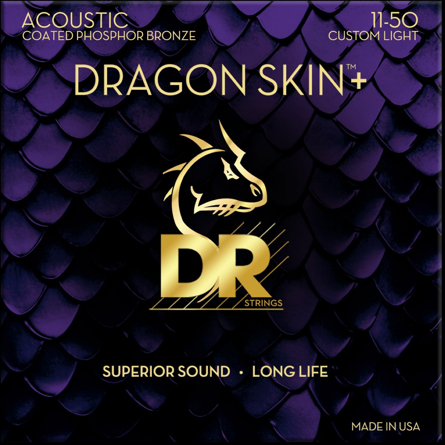 Dr Jeu De 6 Cordes Dragon Skin+ Core Technology Coated Wrap Phosphore Bronze 11-50 - Westerngitarre Saiten - Main picture