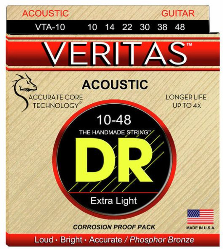 Dr Vta-10 Veritas Phosphore Bronze Acoustic Guitar 6c 10-48 - Westerngitarre Saiten - Main picture