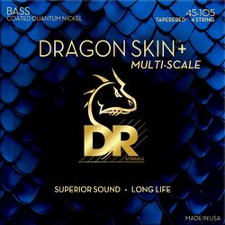E-bass saiten Dr DRAGON SKIN+ Core Technology Coated Wrap 45-105 Tapered Multi-Scale - Satz mit 4 saiten