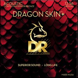Westerngitarre saiten Dr DRAGON SKIN+ Core Technology Coated Wrap Phosphore Bronze 13-56 - Saitensätze 