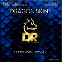 Westerngitarre saiten Dr DRAGON SKIN+ Core Technology Coated Wrap Phosphore Bronze - 12-saiten-set