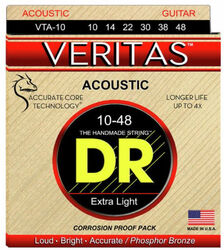 Westerngitarre saiten Dr VTA-10 Acoustic Guitar 6-String Set Veritas Phosphor Bronze 10-48 - Saitensätze 
