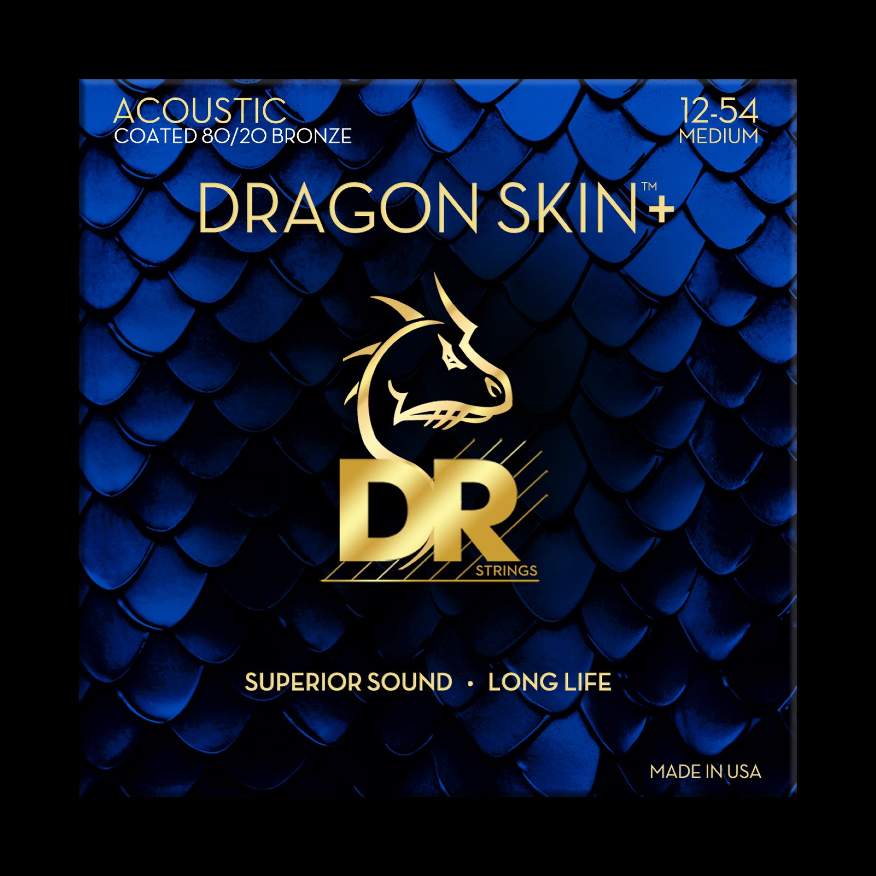 Dr Jeu De 6 Cordes Dragon Skin+ Core Technology Coated Wrap 80/20 12-54 - Westerngitarre Saiten - Variation 1