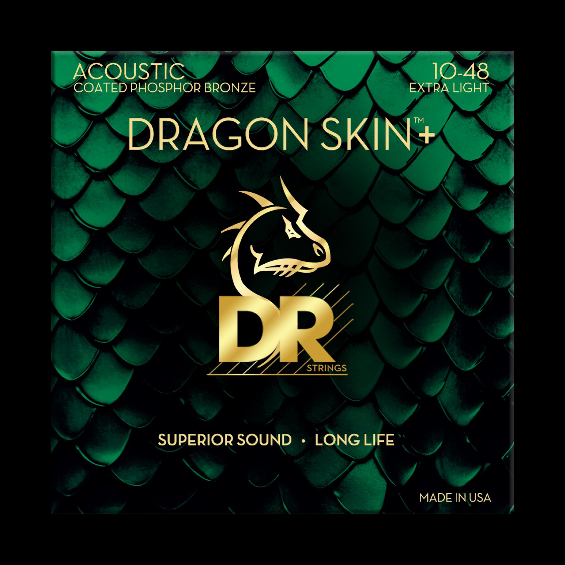 Dr Jeu De 6 Cordes Dragon Skin+ Core Technology Coated Wrap Phosphore Bronze 10-48 - Westerngitarre Saiten - Variation 1
