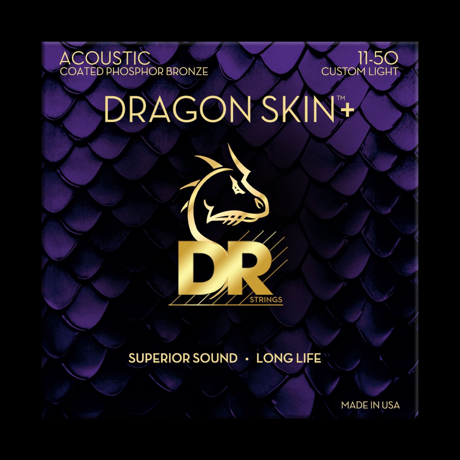 Dr Jeu De 6 Cordes Dragon Skin+ Core Technology Coated Wrap Phosphore Bronze 11-50 - Westerngitarre Saiten - Variation 1