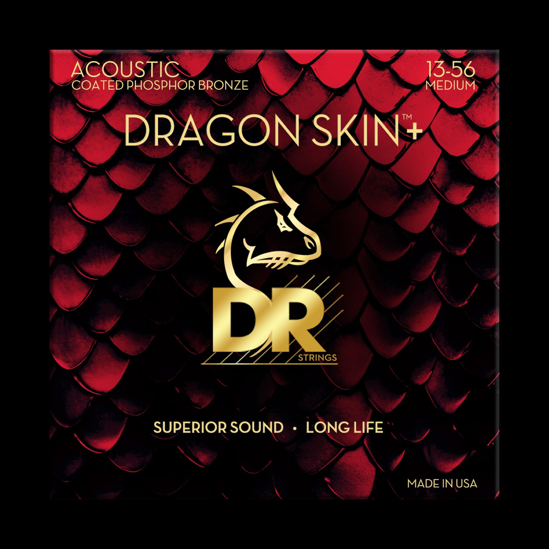 Dr Jeu De 6 Cordes Dragon Skin+ Core Technology Coated Wrap Phosphore Bronze 13-56 - Westerngitarre Saiten - Variation 1
