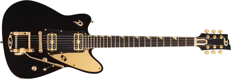 Duesenberg Falken Tremolo 2h Rw - Matte Black & Gold - Retro-Rock-E-Gitarre - Main picture