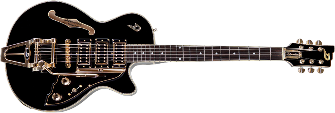 Duesenberg Starplayer Custom 3pu Trem Rw - Black - Semi-Hollow E-Gitarre - Main picture
